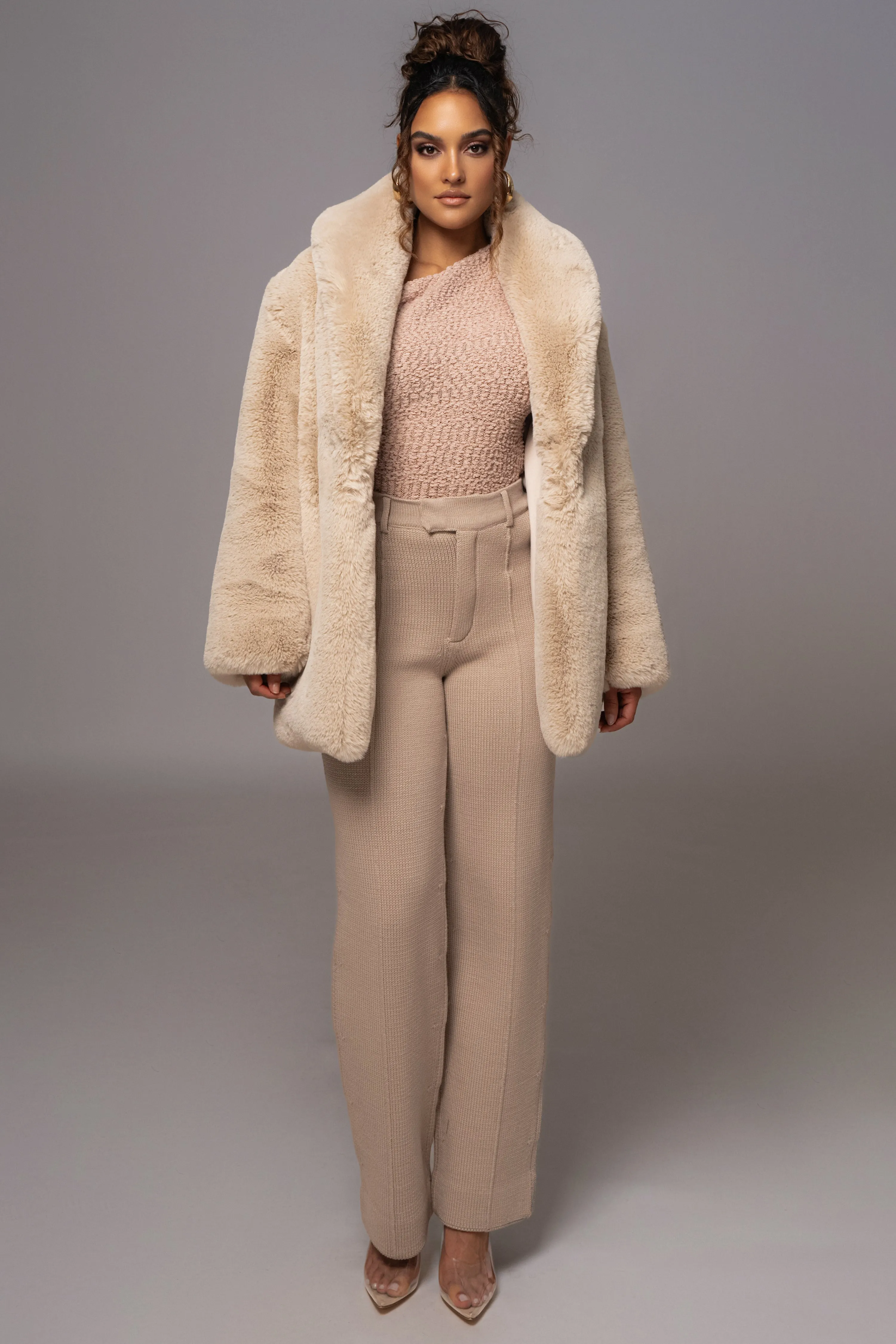 Beige Refined Faux Fur Oversized Coat sold by JLUXLABEL product image thumbnail 4