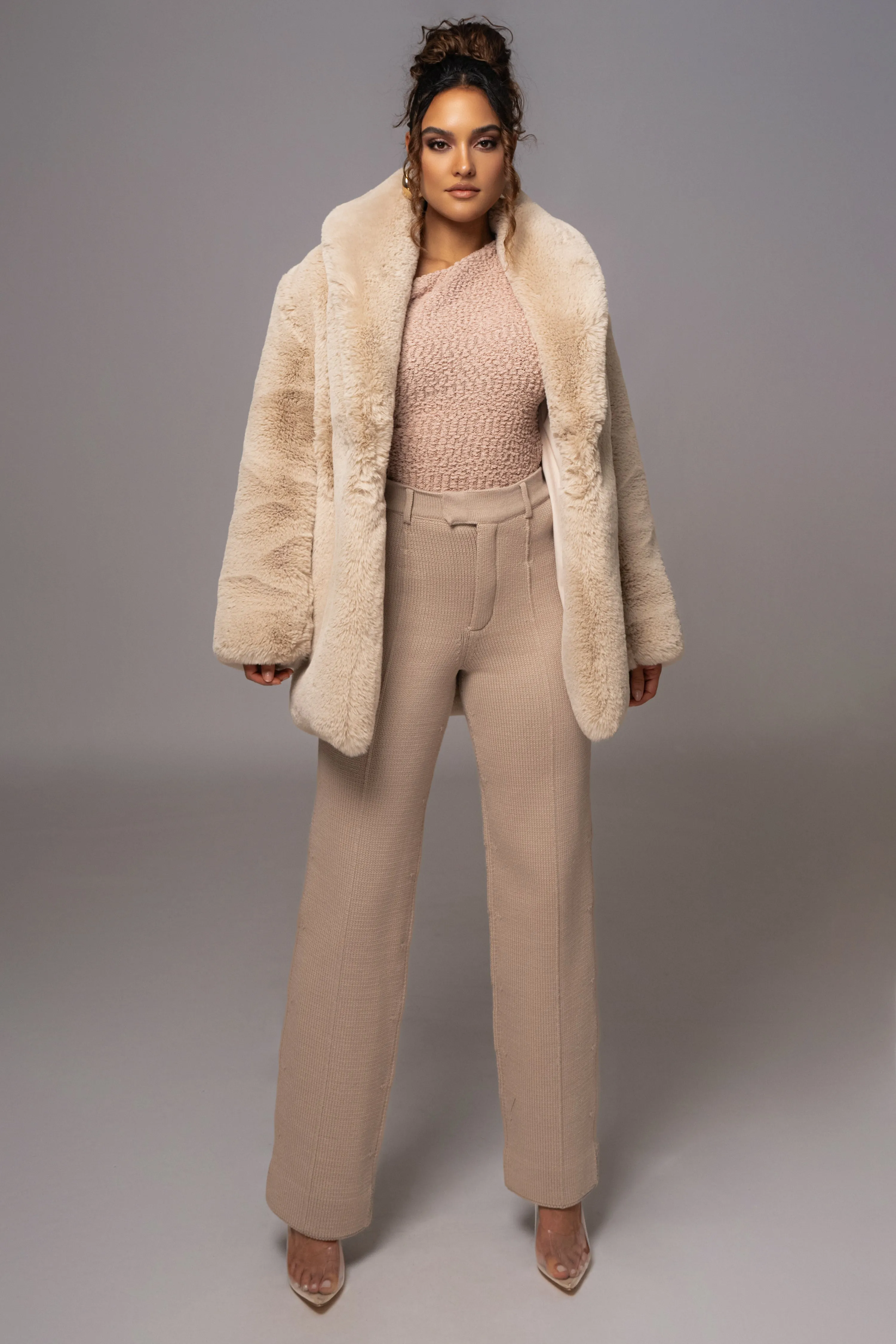 Beige Refined Faux Fur Oversized Coat sold by JLUXLABEL