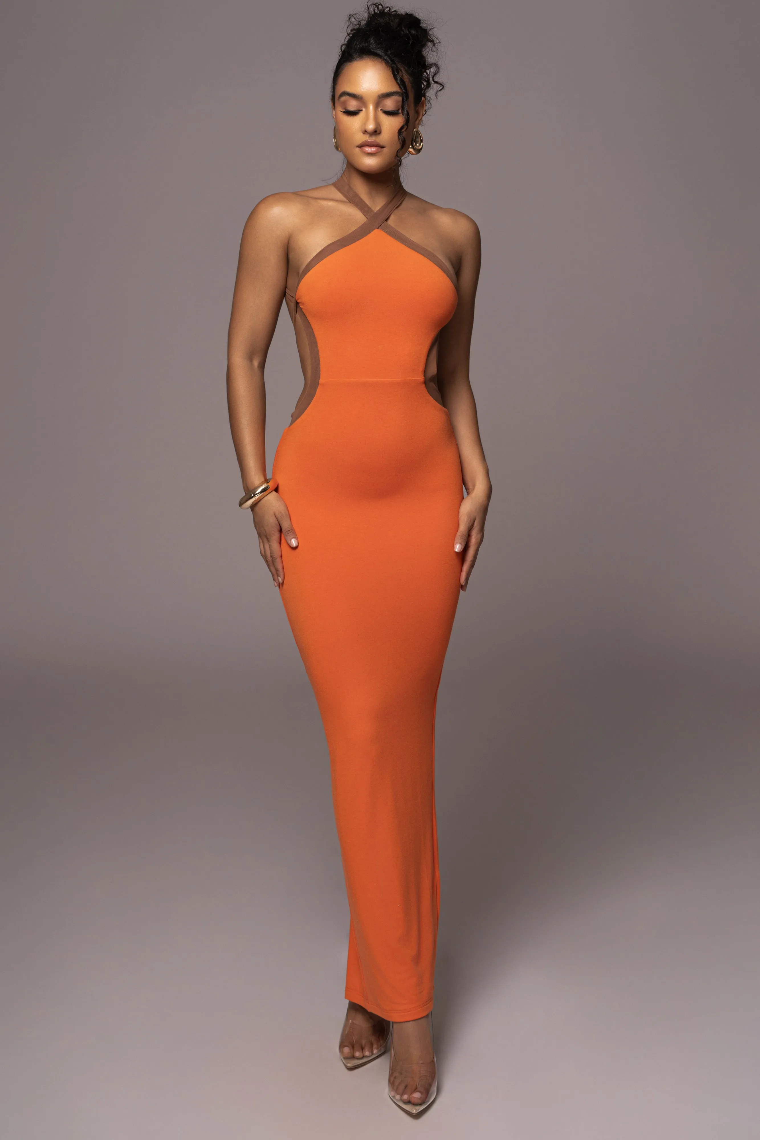 Orange Nights In Milan Maxi Dress sold by JLUXLABEL product image thumbnail 3