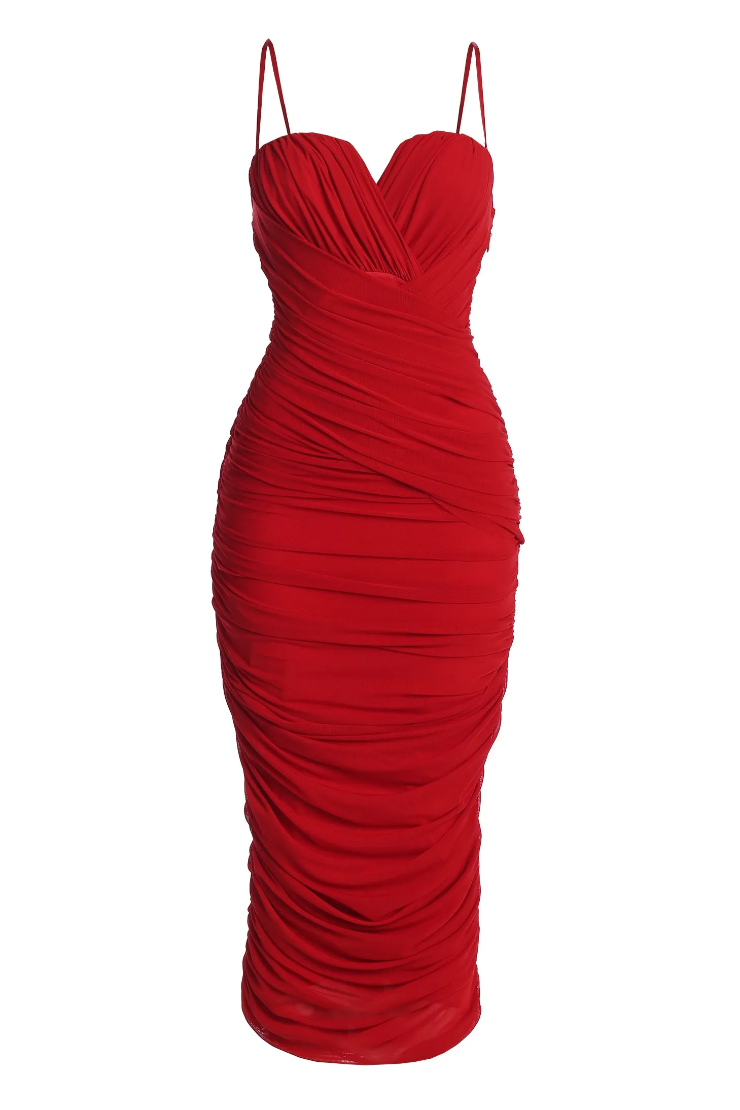 Red Arcadia Mesh Midi Dress sold by JLUXLABEL product image thumbnail 2