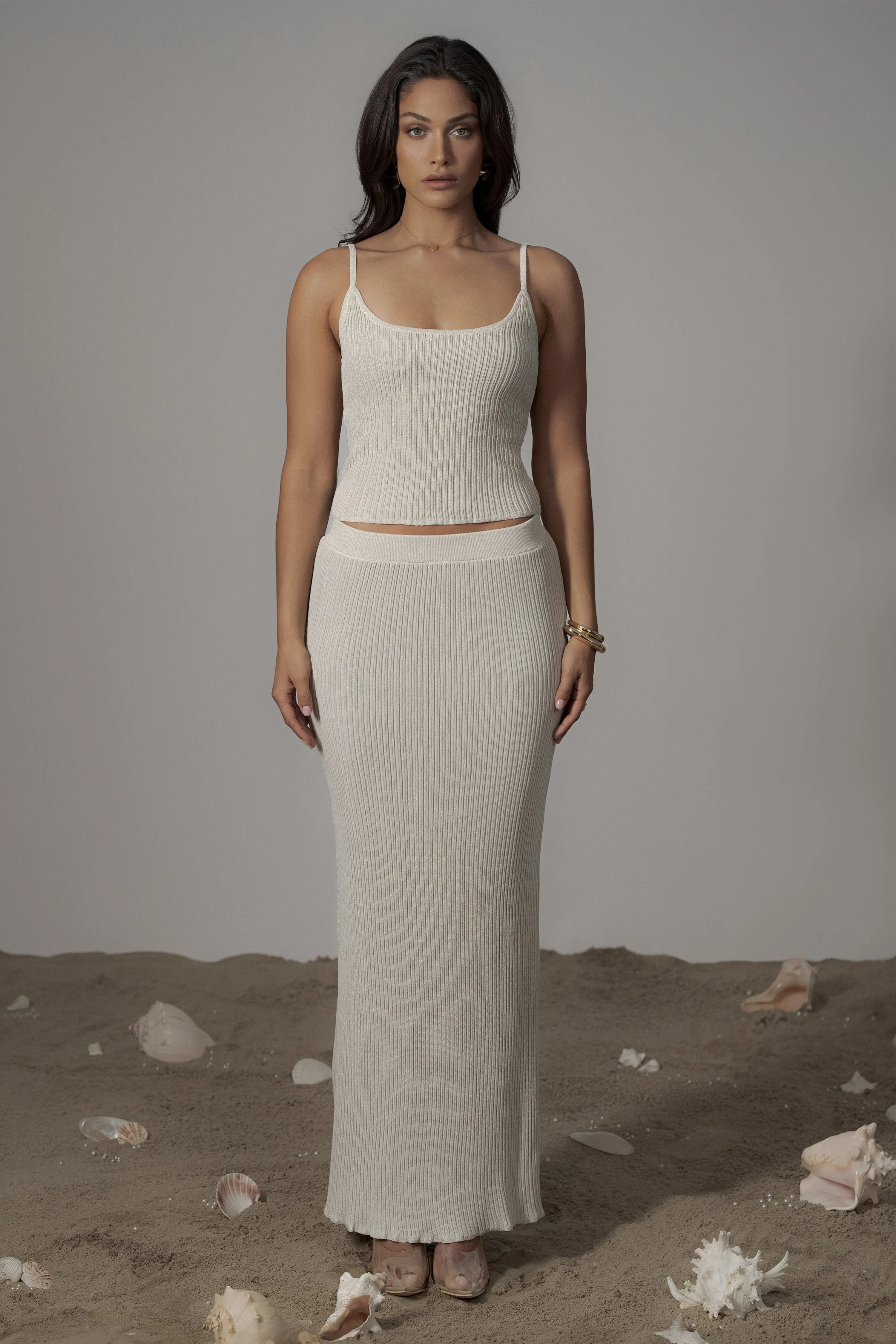 Champagne Serena Ribbed Skirt Set sold by JLUXLABEL product image thumbnail 3