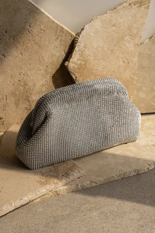 Silver Hana Rhinestone Clutch sold by JLUXLABEL