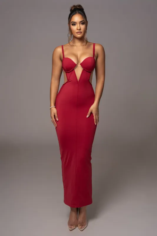 Red Enchantment Bustier Maxi Dress sold by JLUXLABEL