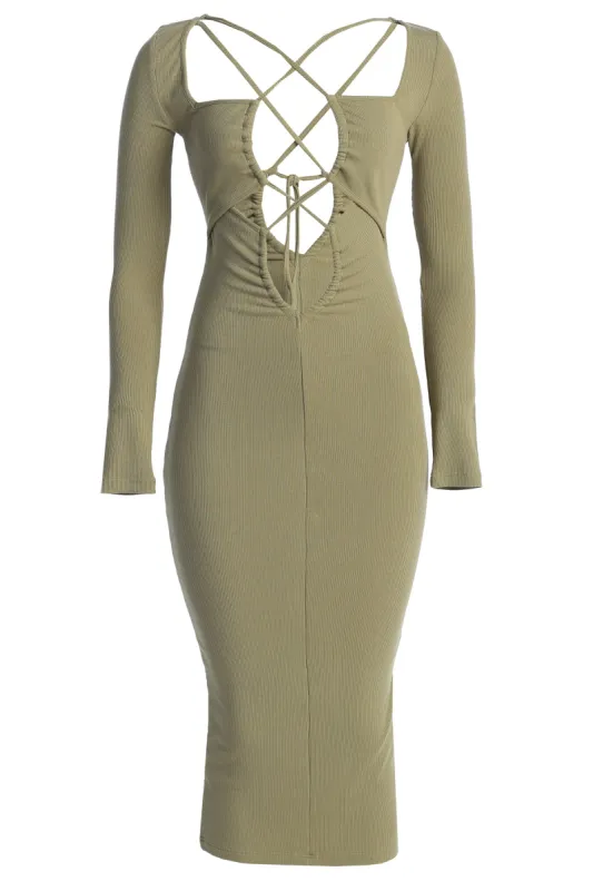 Olive Mesmerize Midi Dress sold by JLUXLABEL