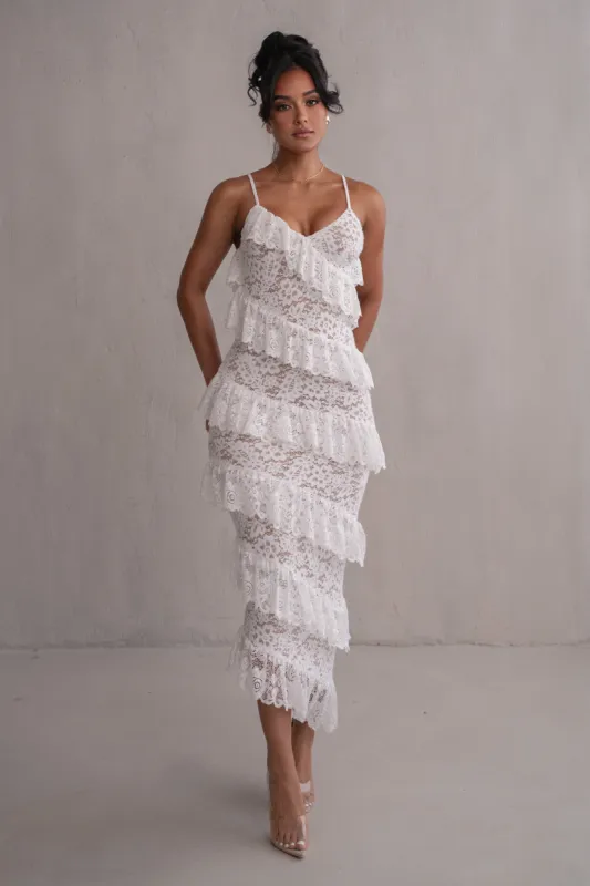 Ivory Feeling Of Forever Ruffle Dress sold by JLUXLABEL
