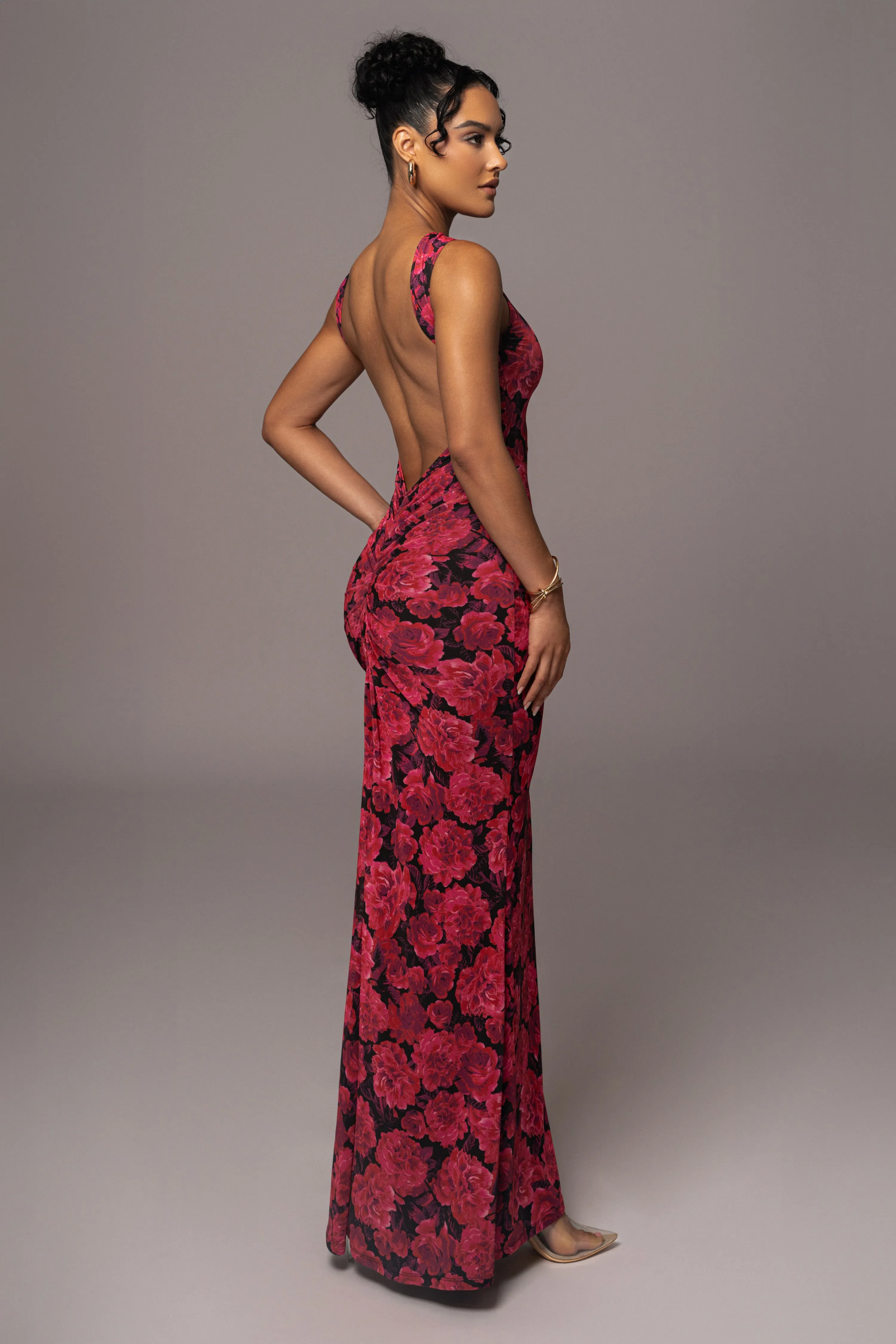 Pink Floral Front And Center Maxi Dress sold by JLUXLABEL