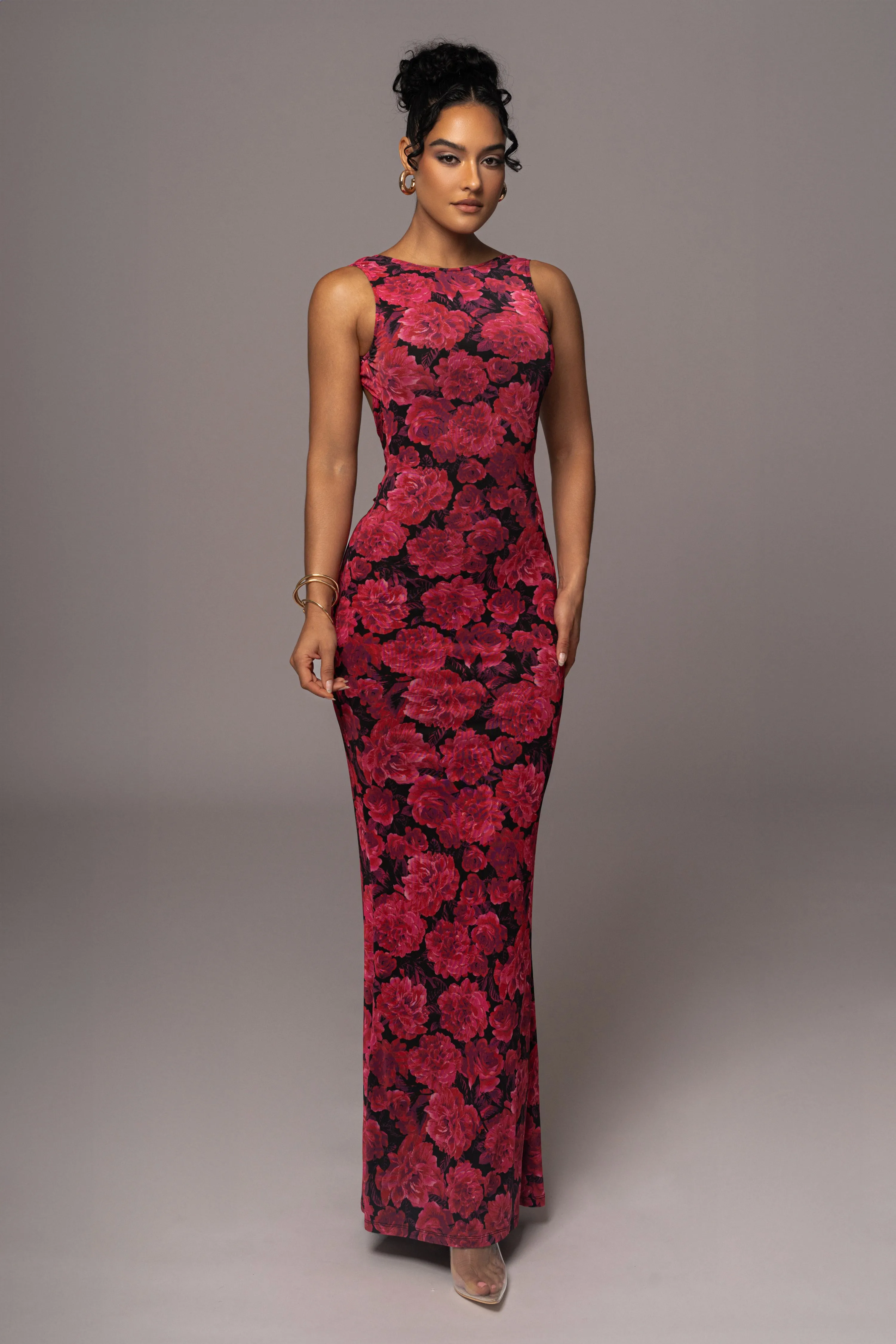Pink Floral Front And Center Maxi Dress sold by JLUXLABEL product image thumbnail 3