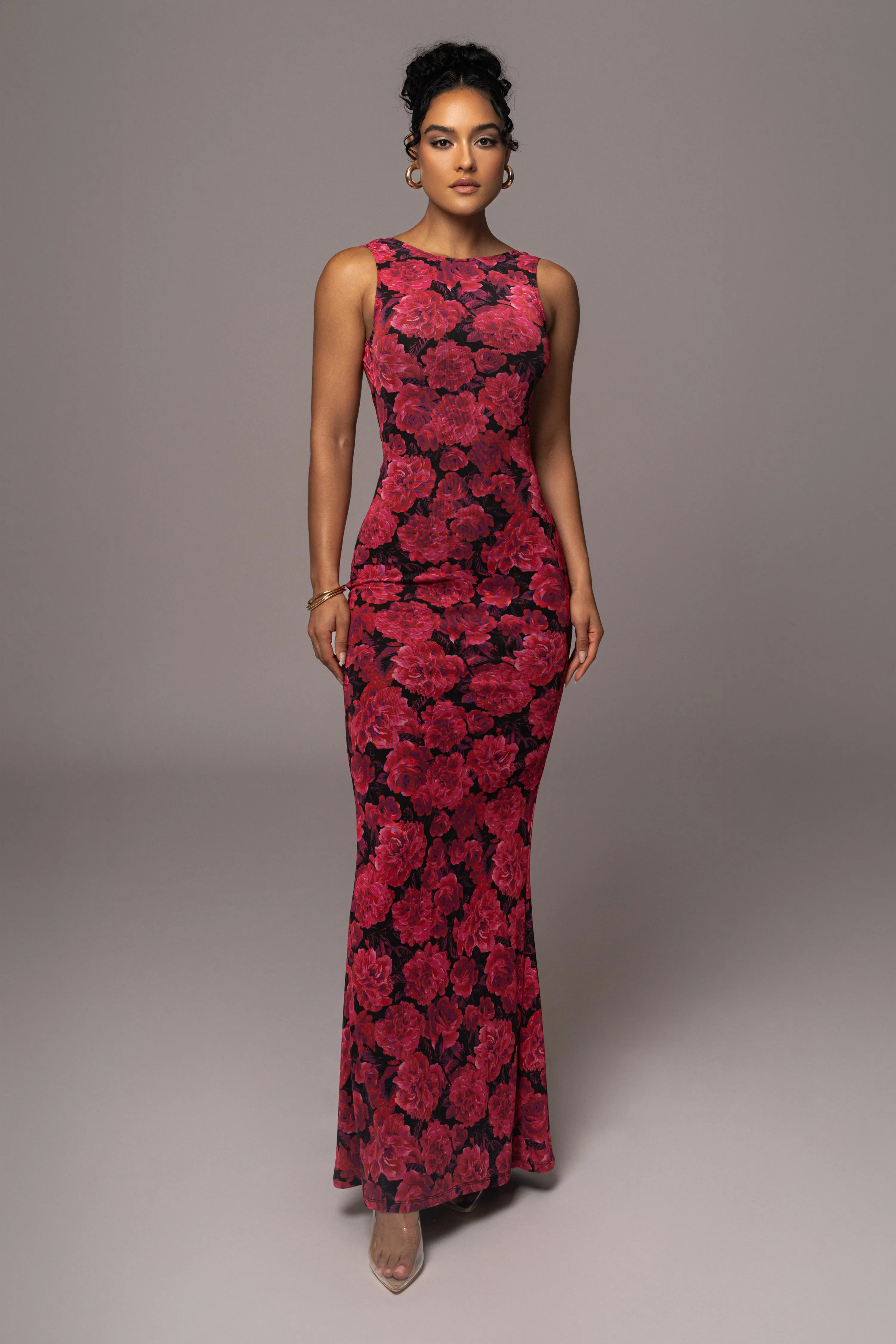Pink Floral Front And Center Maxi Dress sold by JLUXLABEL product image thumbnail 5