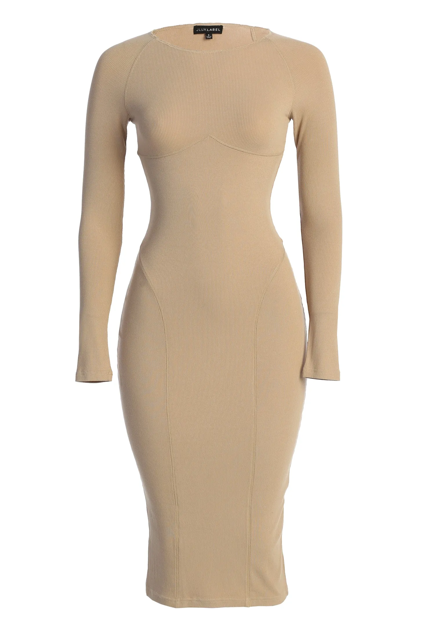 Beige High Expectations Midi Dress sold by JLUXLABEL product image thumbnail 4