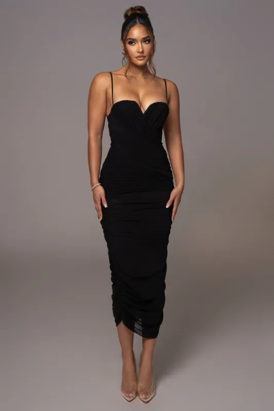 Black Arcadia Mesh Midi Dress sold by JLUXLABEL