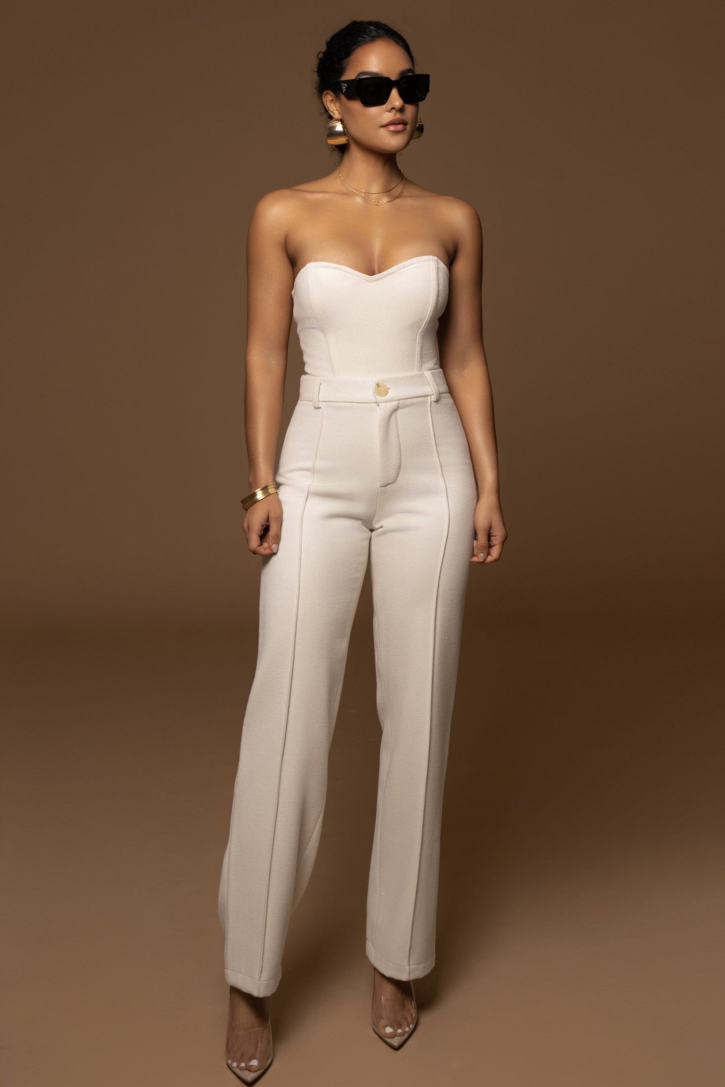 Ivory Stay Sharp Wool Trousers sold by JLUXLABEL