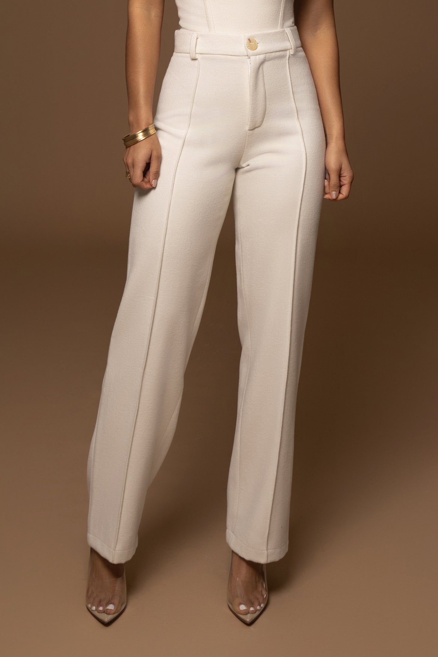 Ivory Stay Sharp Wool Trousers sold by JLUXLABEL product image thumbnail 2