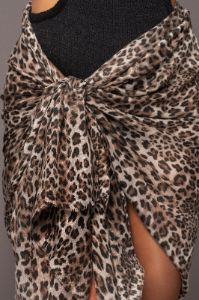 Beige Leopard In The Wild Scarf sold by JLUXLABEL