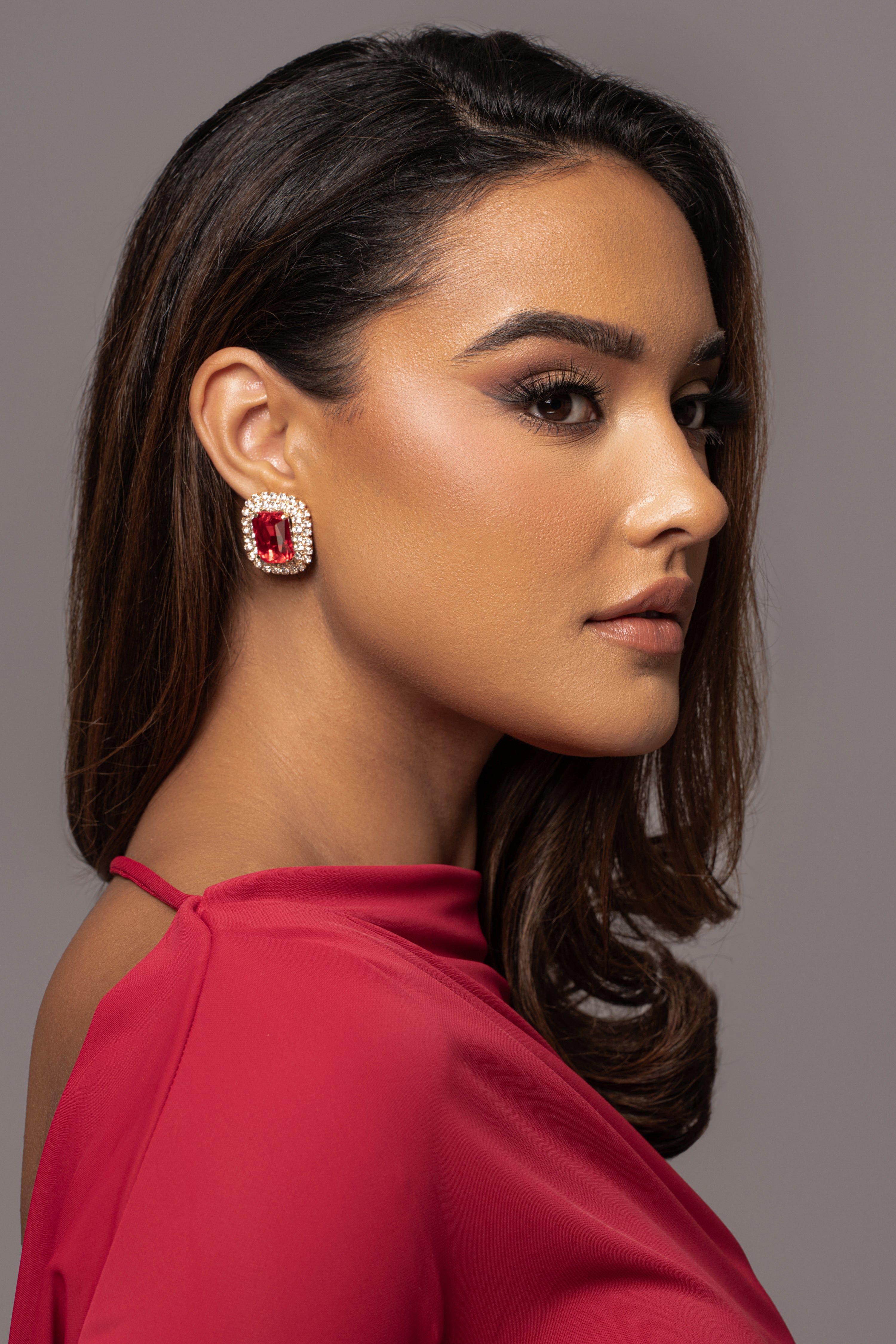 Red Starlight Crystal Stud Earrings sold by JLUXLABEL product image thumbnail 2