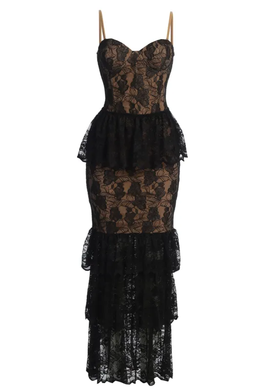 Black Fairytale Ending Lace Maxi Dress sold by JLUXLABEL
