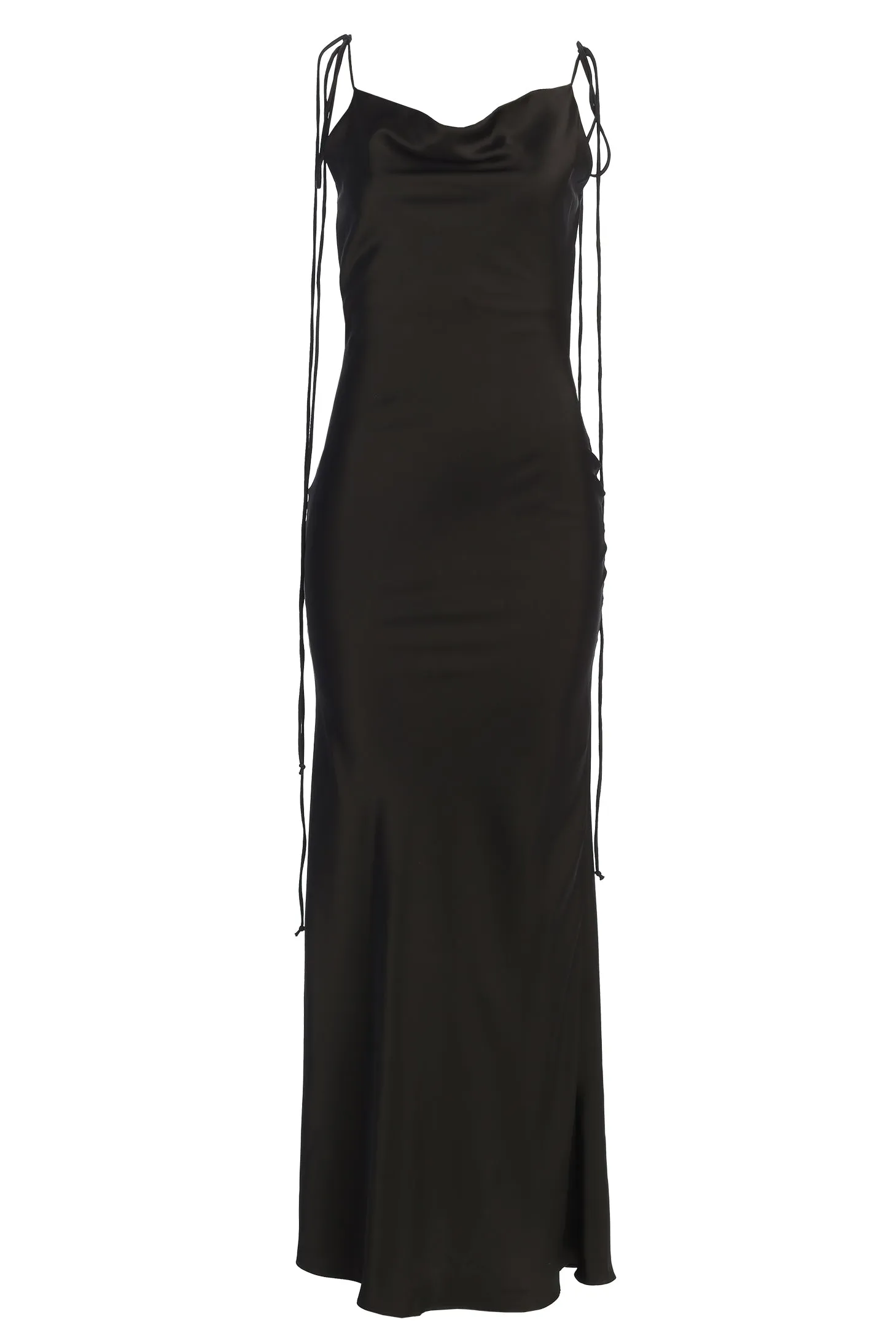 Black Irresistible Satin Maxi Dress sold by JLUXLABEL product image thumbnail 3
