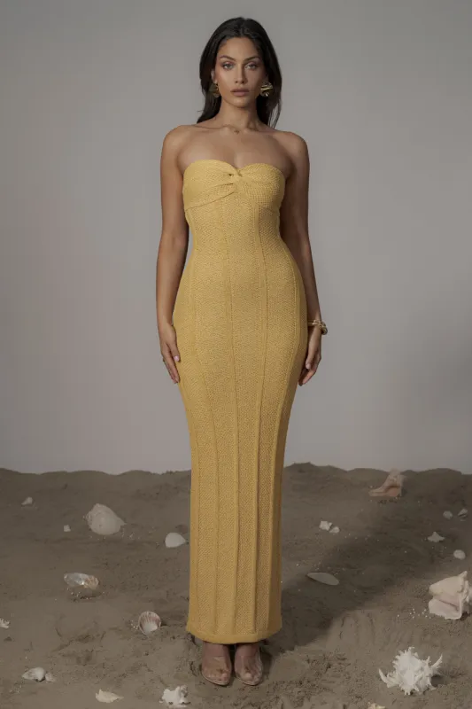 Yellow Blanca Strapless Maxi Dress sold by JLUXLABEL
