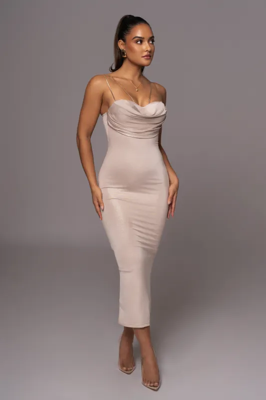 Champagne Visions Of You Midi Dress sold by JLUXLABEL