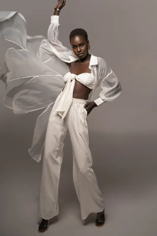 White Lia Button Front Shirt Dress sold by JLUXLABEL