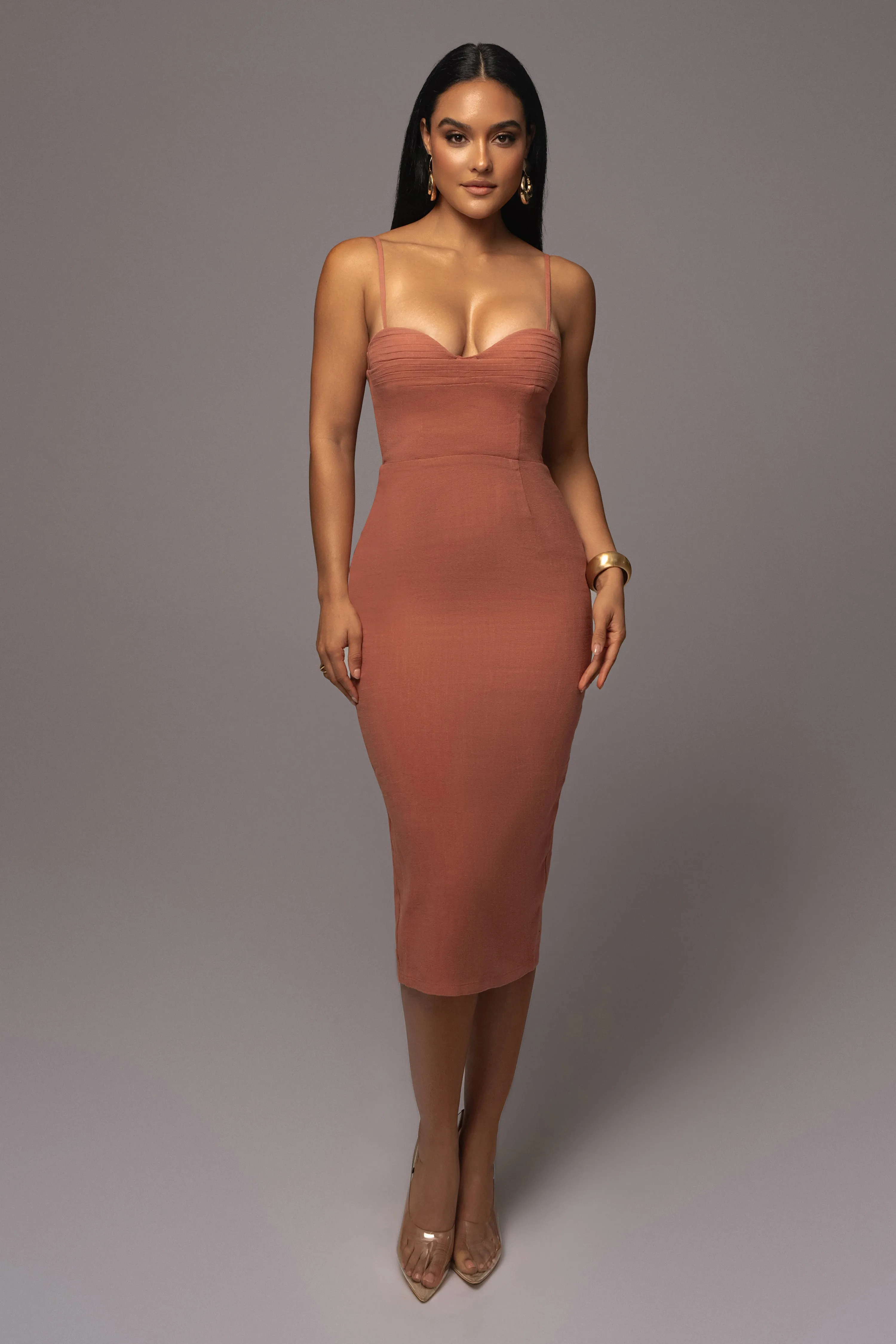 Terra Cotta Private Retreat Linen Dress sold by JLUXLABEL