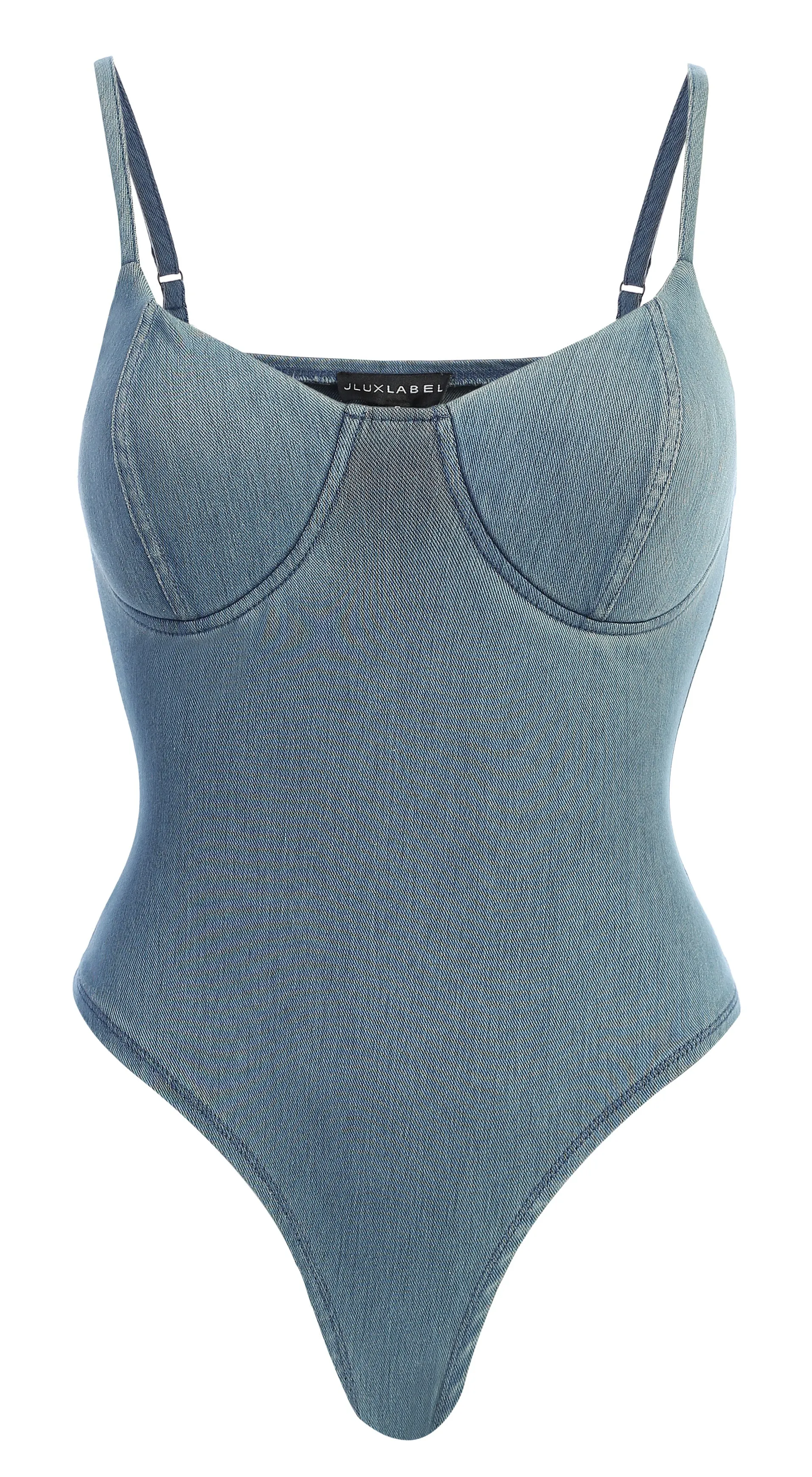 Medium Wash Orion Denim Bustier Bodysuit sold by JLUXLABEL product image thumbnail 3