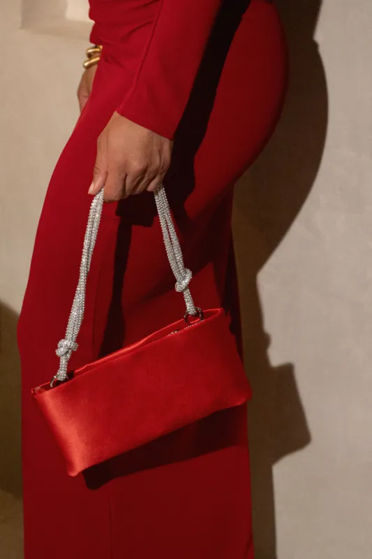 Red Doris Rhinestone Shoulder Bag sold by JLUXLABEL
