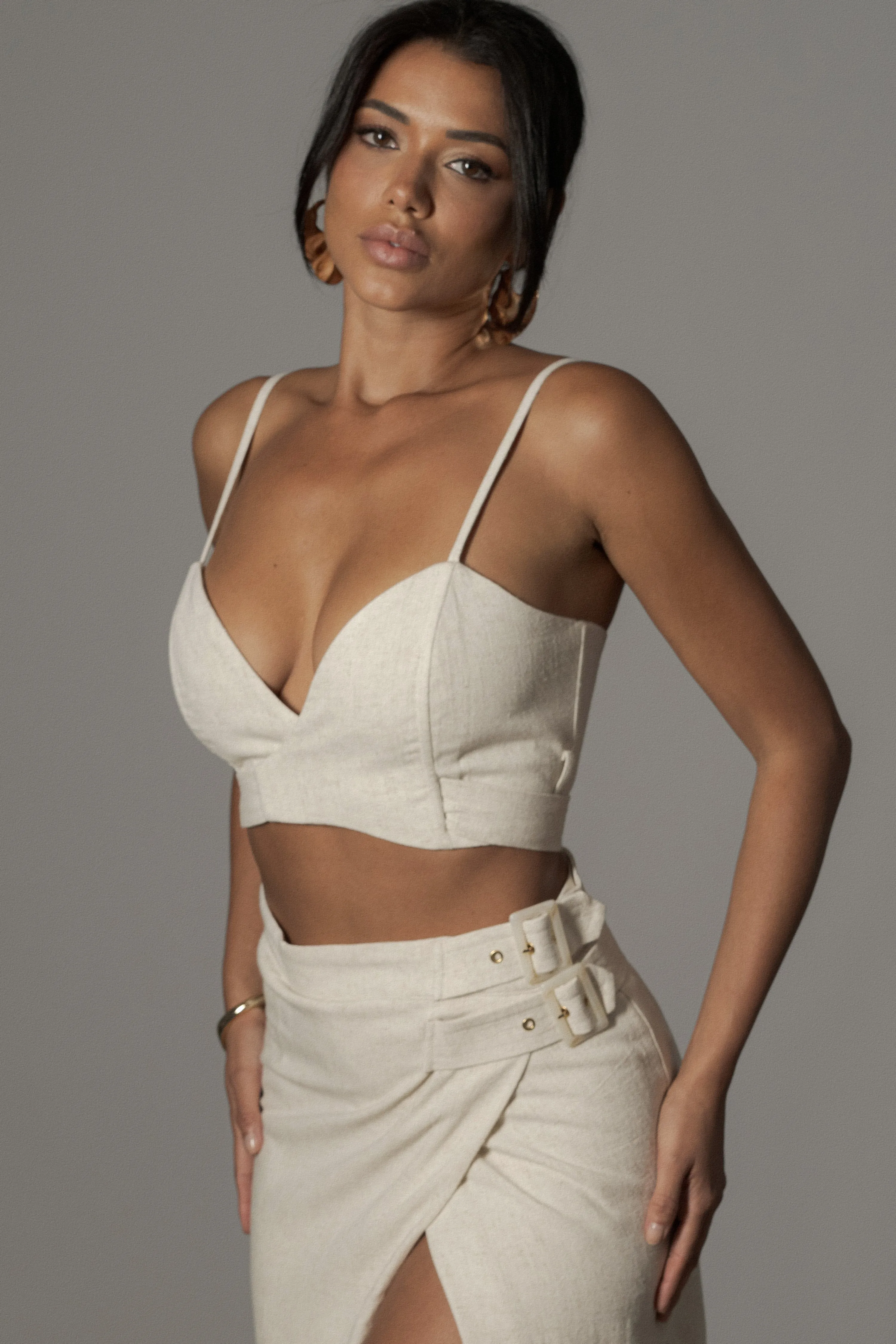 Natural Sunrise Linen Bustier sold by JLUXLABEL