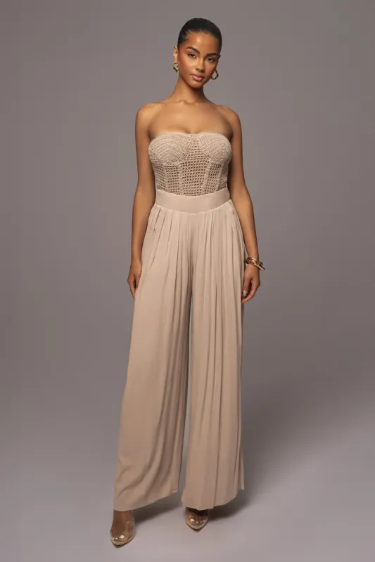 Beige After Sunset Pleated Pants made by JLUXLABEL