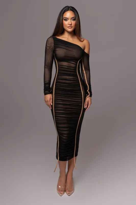 Black Monika Midi Dress sold by JLUXLABEL