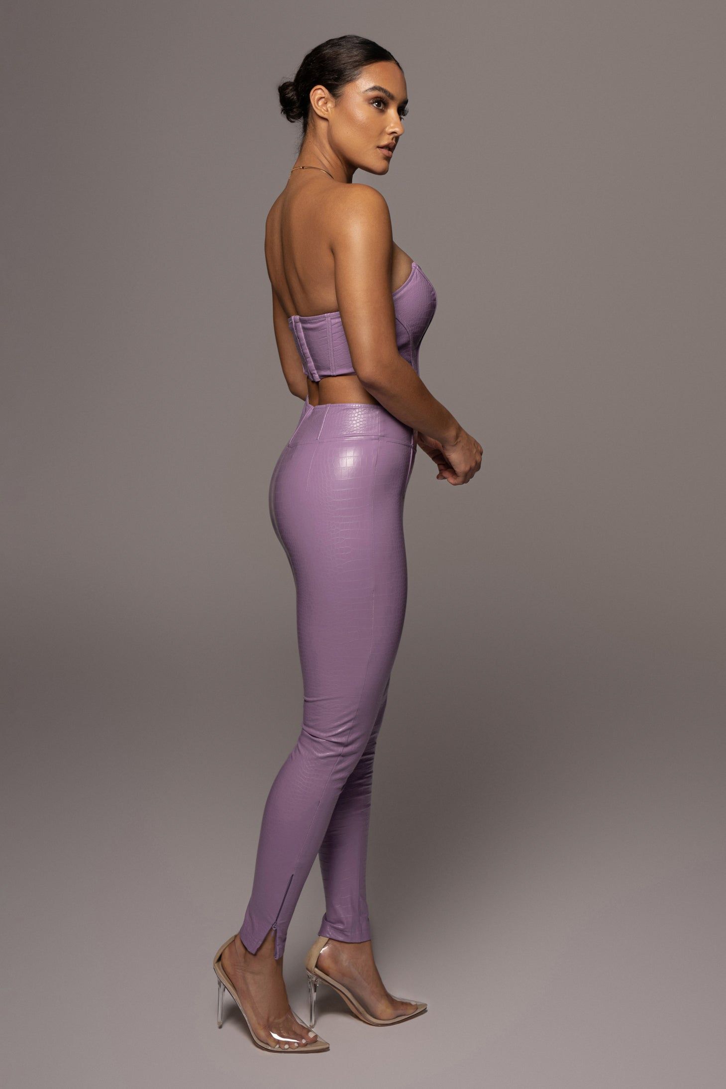 Purple Malene Croc High Waisted Pants sold by JLUXLABEL product image thumbnail 3