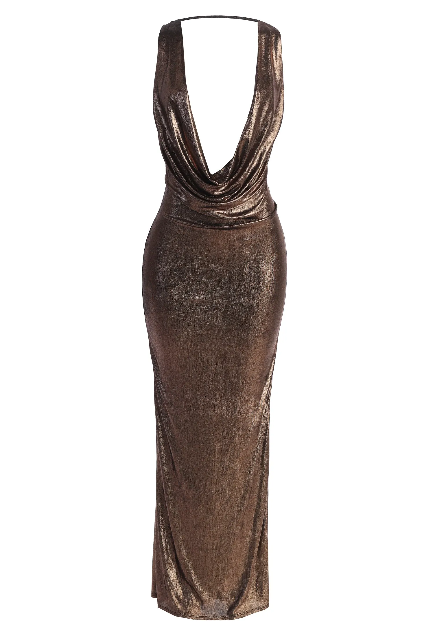 Rose Gold Highlights Cowl Neck Maxi Dress sold by JLUXLABEL product image thumbnail 4