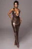 Rose Gold Highlights Cowl Neck Maxi Dress sold by JLUXLABEL