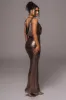 Rose Gold Highlights Cowl Neck Maxi Dress sold by JLUXLABEL
