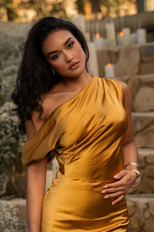 Yellow Rosi Asymmetrical Top sold by JLUXLABEL
