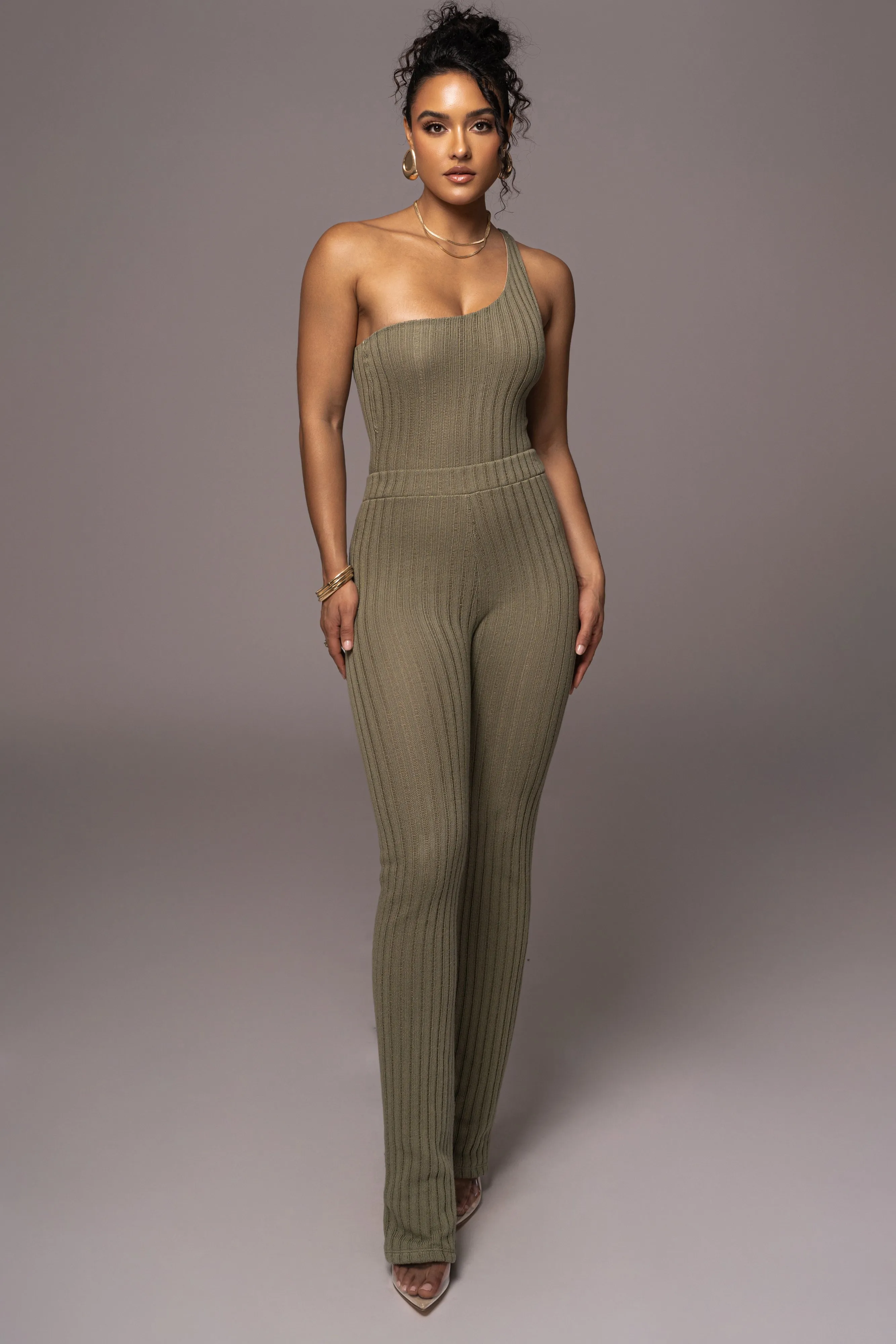 Olive Malibu Nights One Shoulder Bodysuit sold by JLUXLABEL product image thumbnail 4