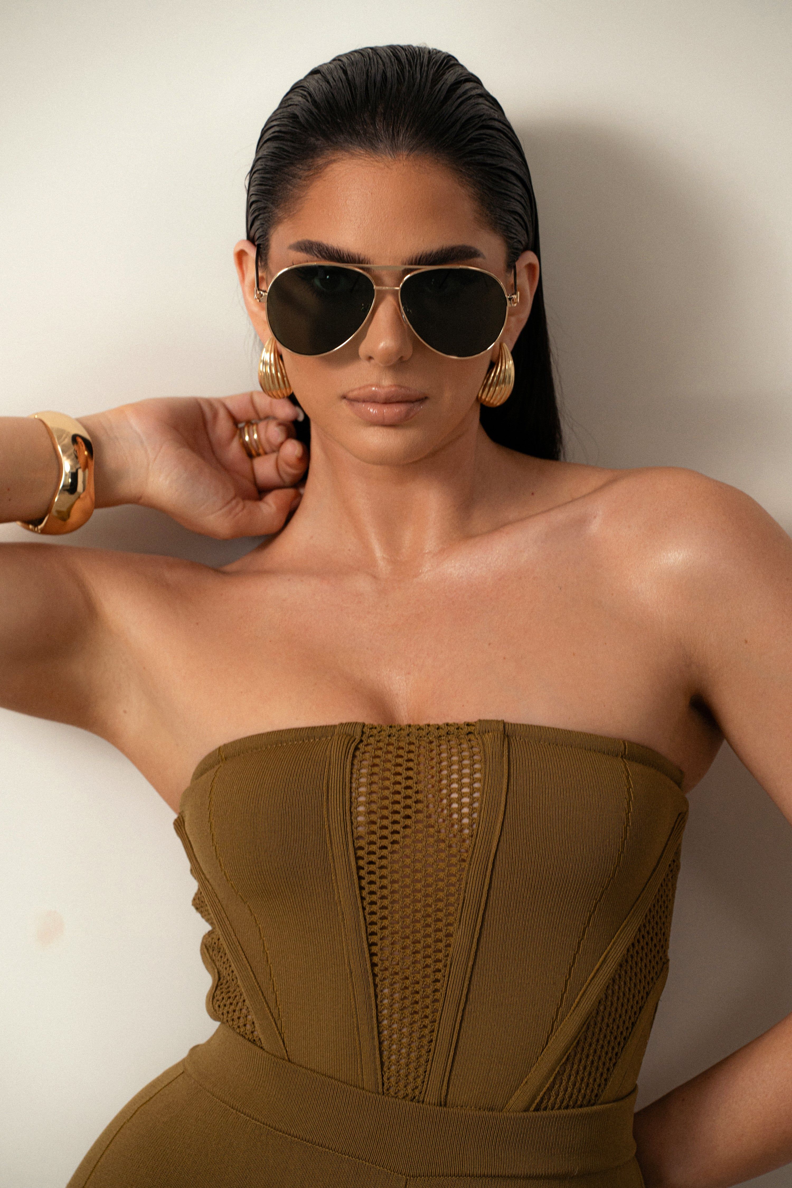 Green/Gold Classic Aviator Sunglasses sold by JLUXLABEL product image thumbnail 3