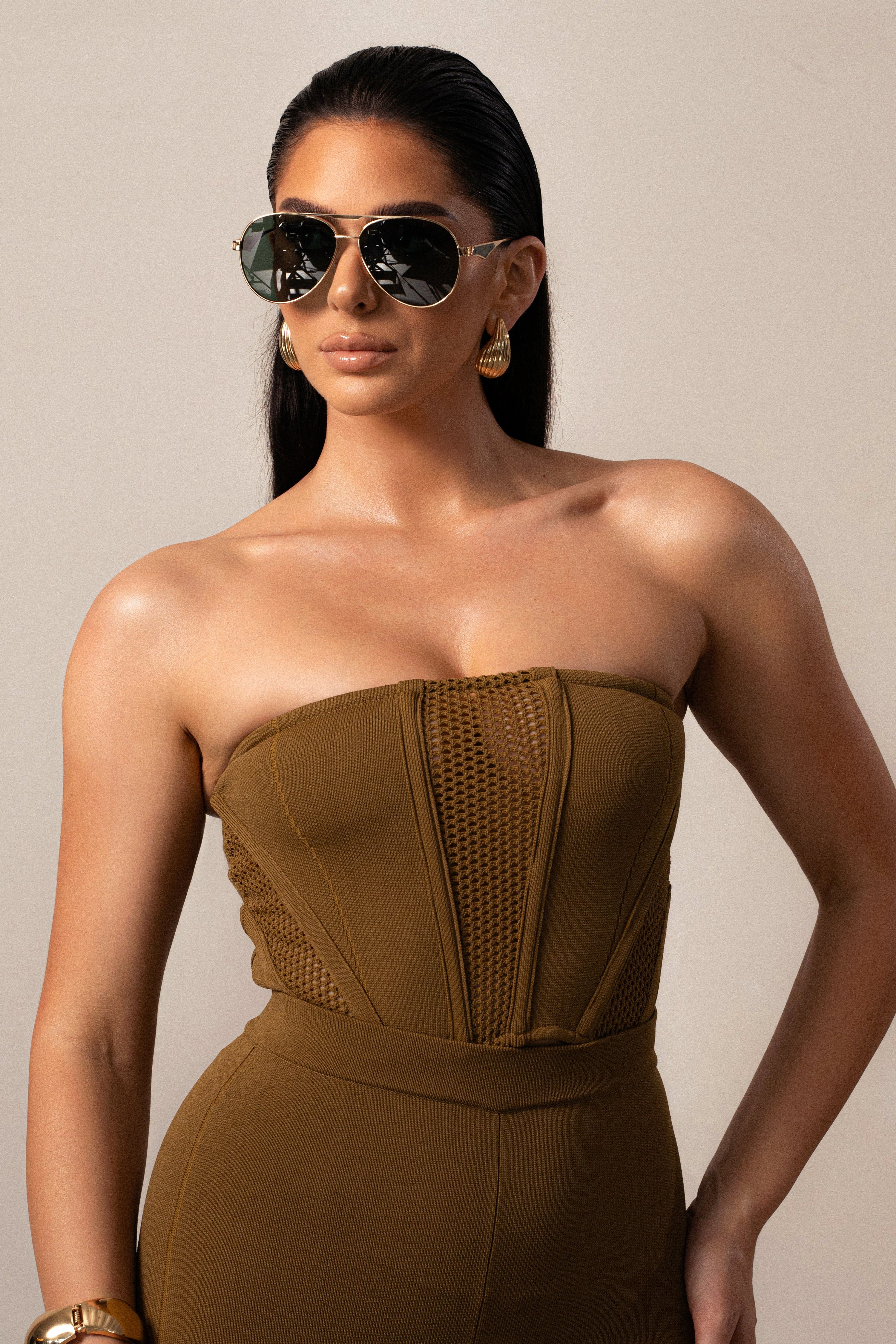 Green/Gold Classic Aviator Sunglasses sold by JLUXLABEL product image thumbnail 4