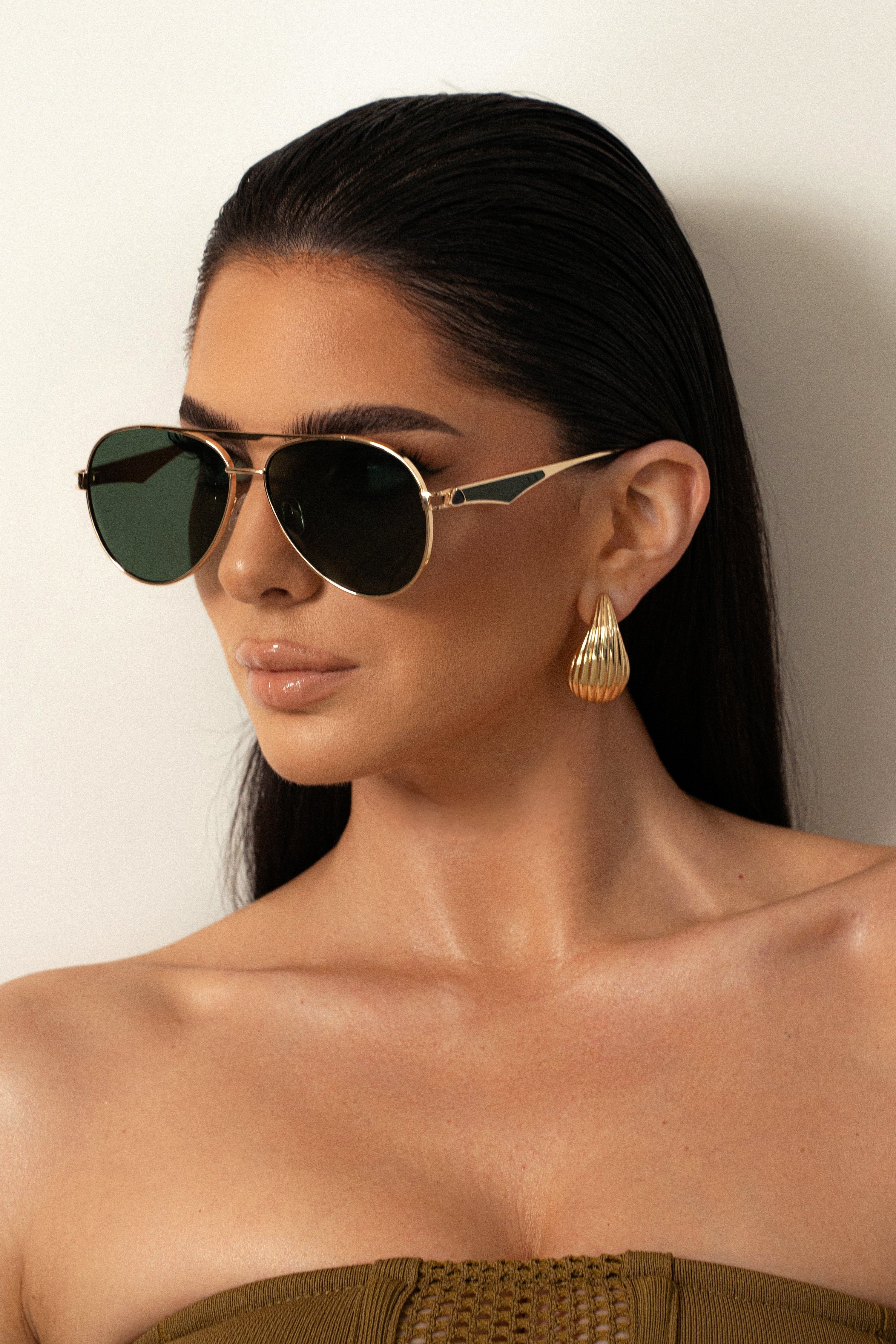 Green/Gold Classic Aviator Sunglasses sold by JLUXLABEL