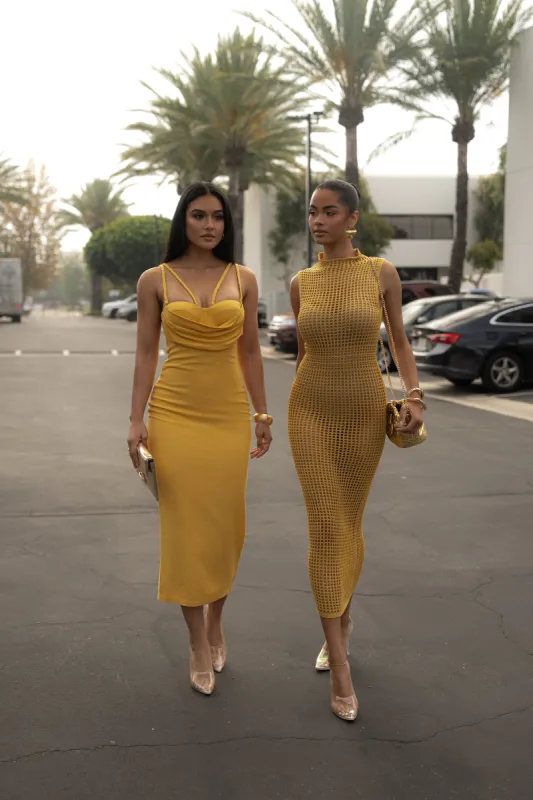 Yellow Linen Visions Of You Dress sold by JLUXLABEL