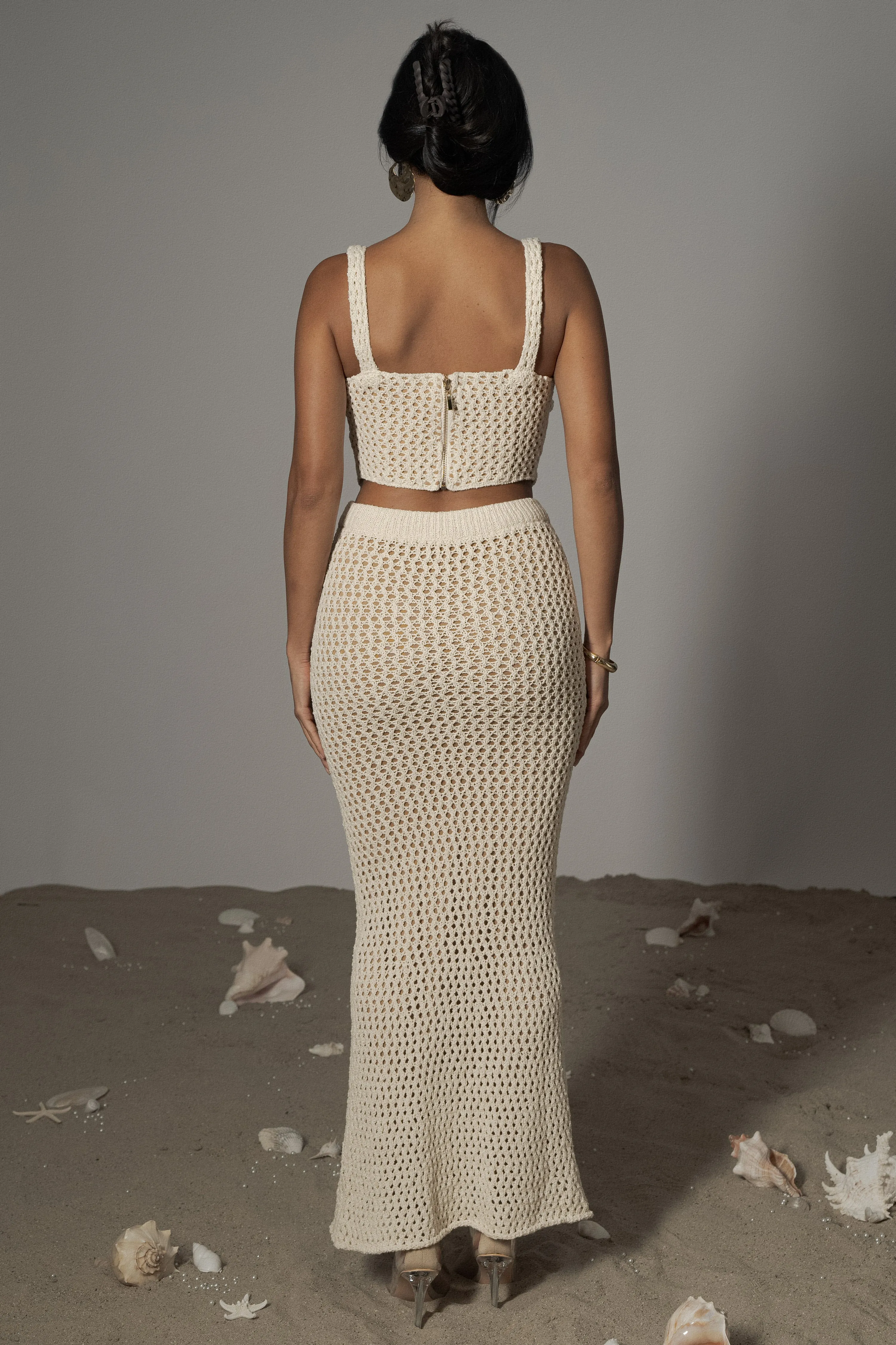 Ivory Sea Depths Maxi Skirt sold by JLUXLABEL product image thumbnail 5