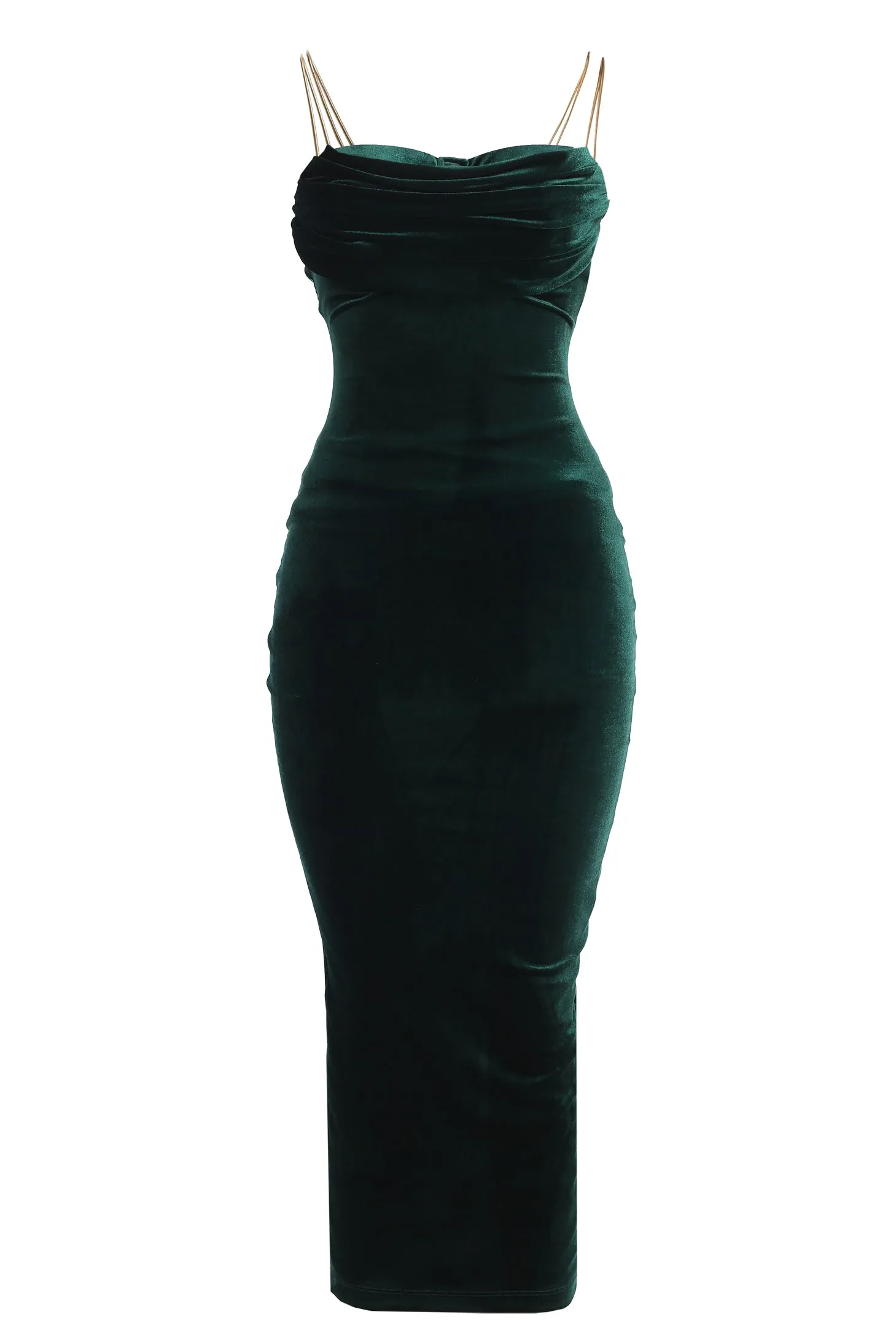Green JOSANNA VELVET MIDI DRESS sold by JLUXLABEL product image thumbnail 3