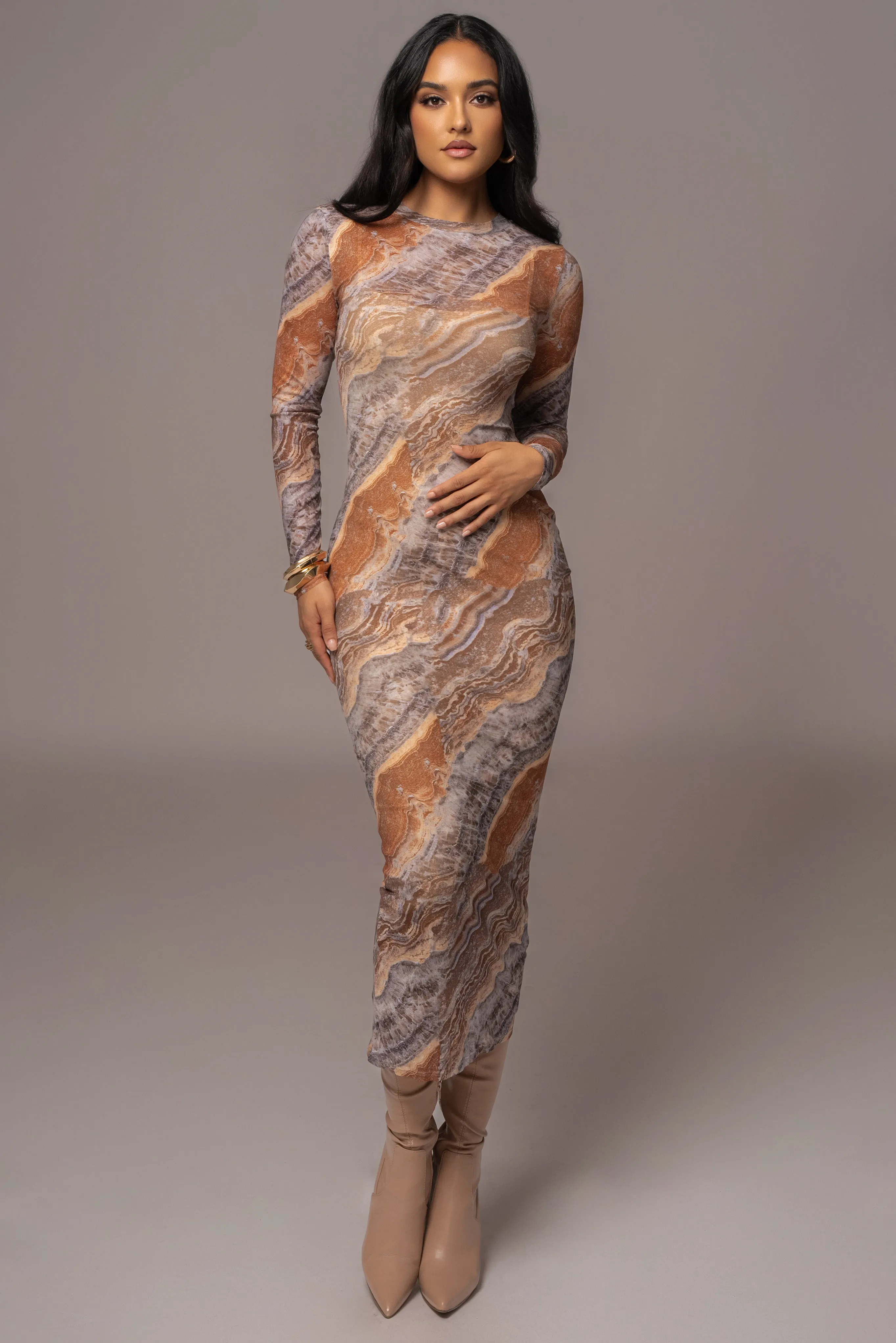 Grey Multi Solana Mesh Maxi Dress sold by JLUXLABEL product image thumbnail 5