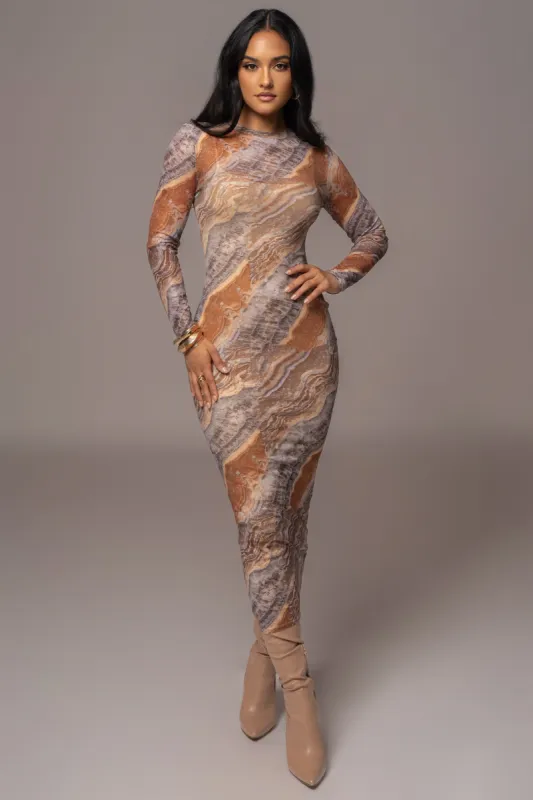 Grey Multi Solana Mesh Maxi Dress sold by JLUXLABEL