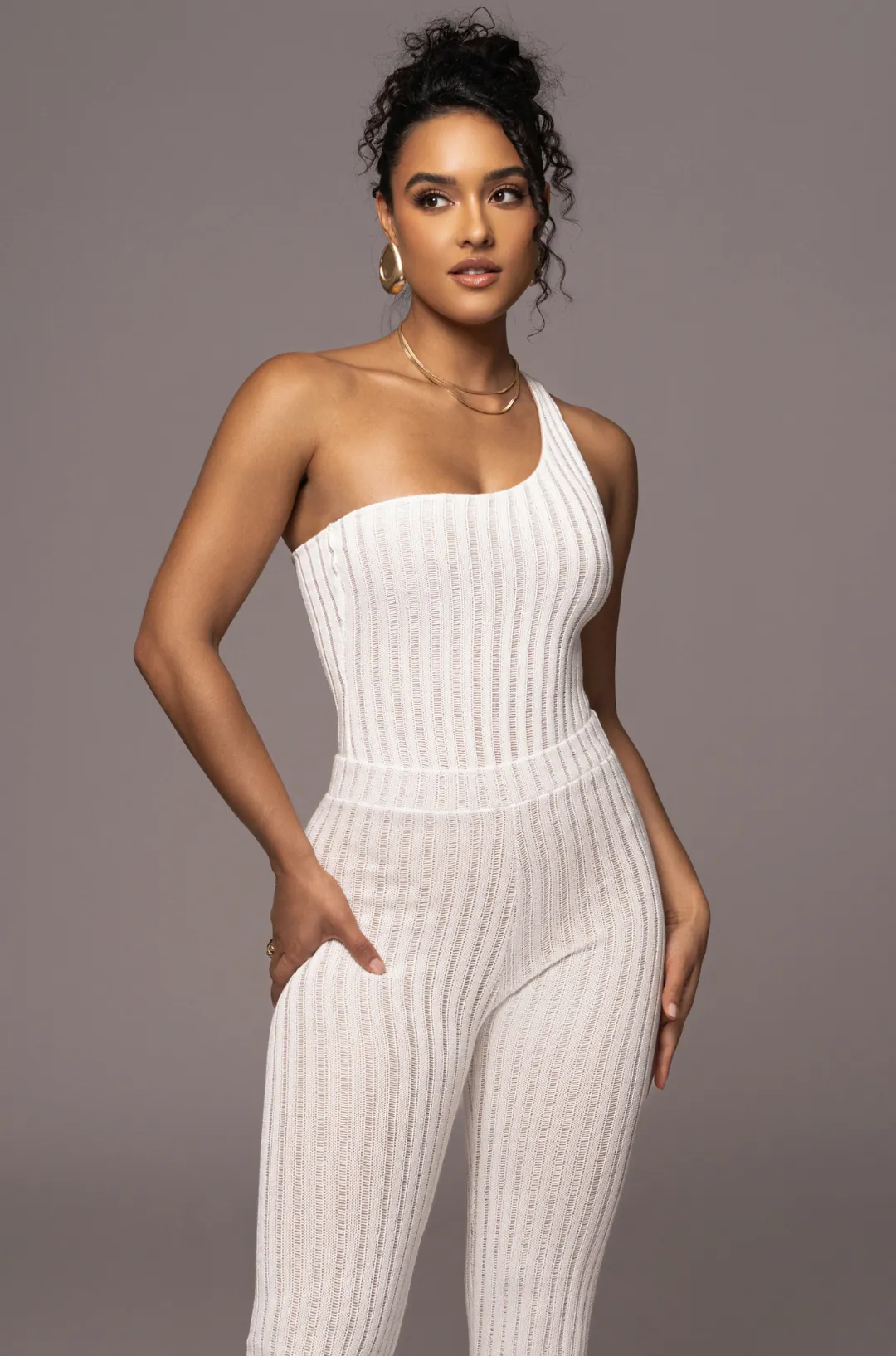 White Malibu Nights One Shoulder Bodysuit sold by JLUXLABEL product image thumbnail 2