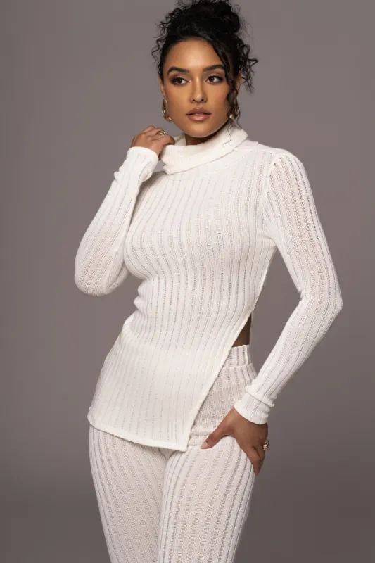 White One Call Away Ribbed Turtleneck Top sold by JLUXLABEL