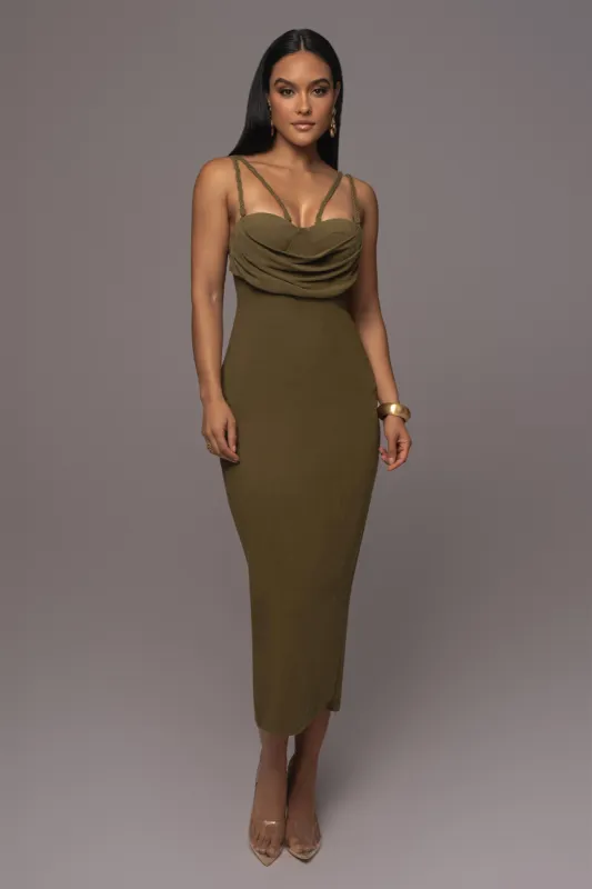 Olive Linen Visions Of You Dress sold by JLUXLABEL