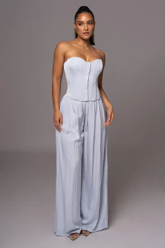 Blue Clara Wide Leg Pleated Trousers sold by JLUXLABEL