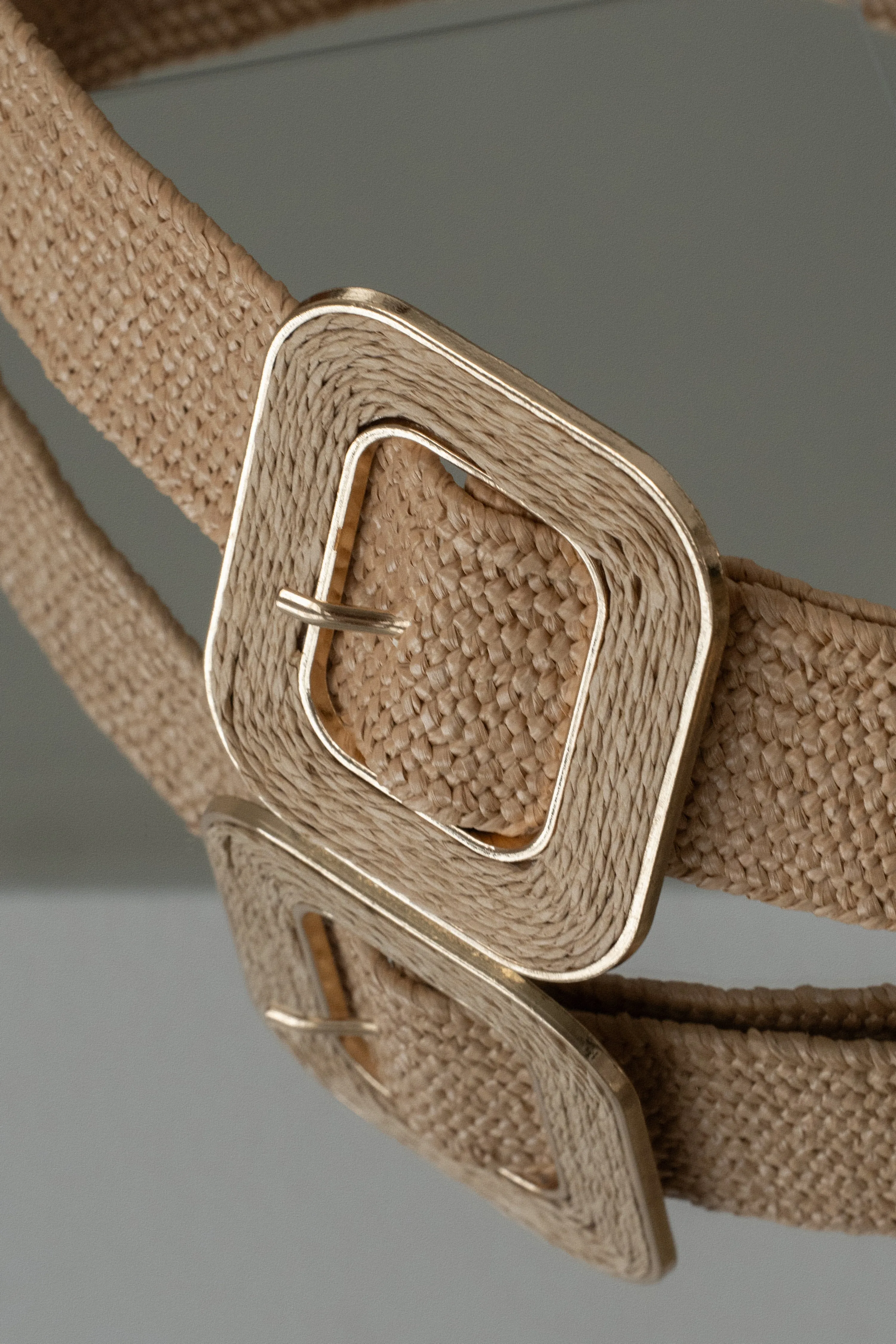 Khaki Square Buckle Woven Belt sold by JLUXLABEL product image thumbnail 3