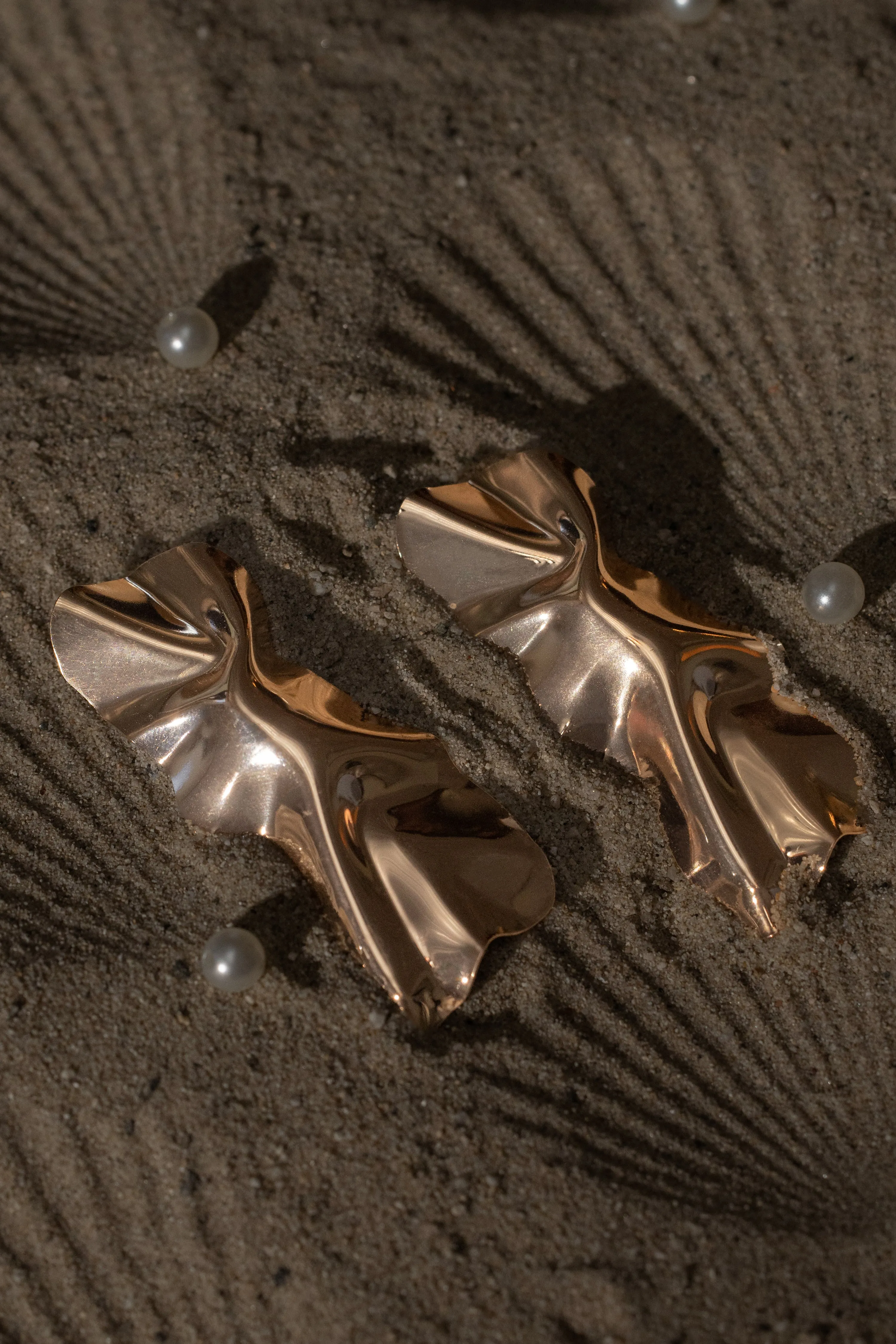 Gold Talia Crumpled Earrings sold by JLUXLABEL