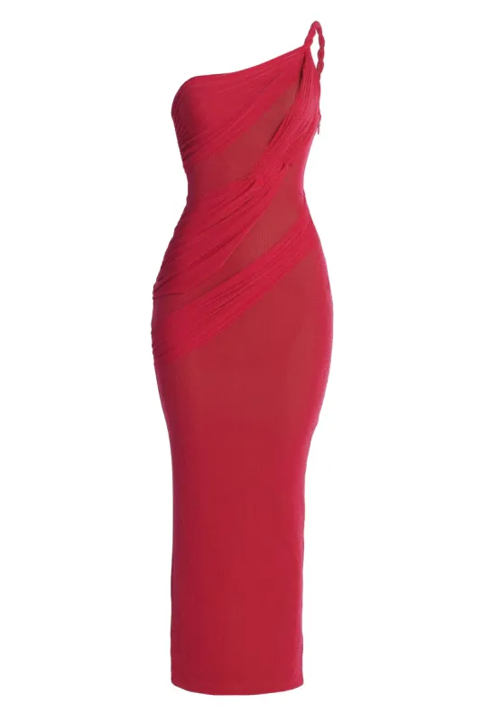 Pink Alari One Shoulder Maxi Dress sold by JLUXLABEL